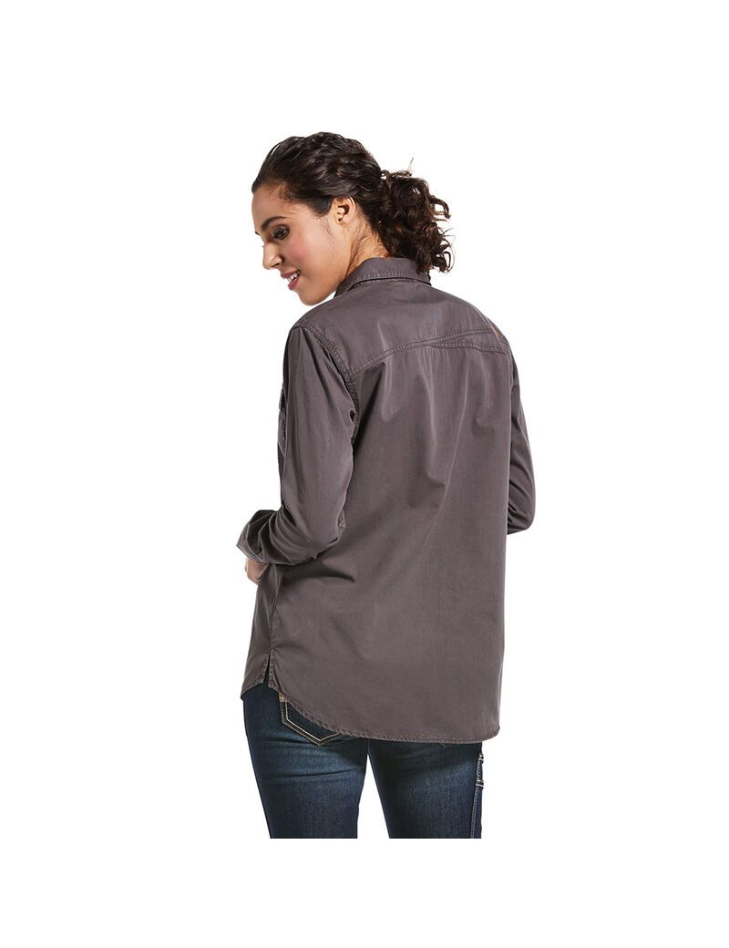 Ariat Rebar Washed Twill Work Shirt Rebar Grey | JOGIQY-462