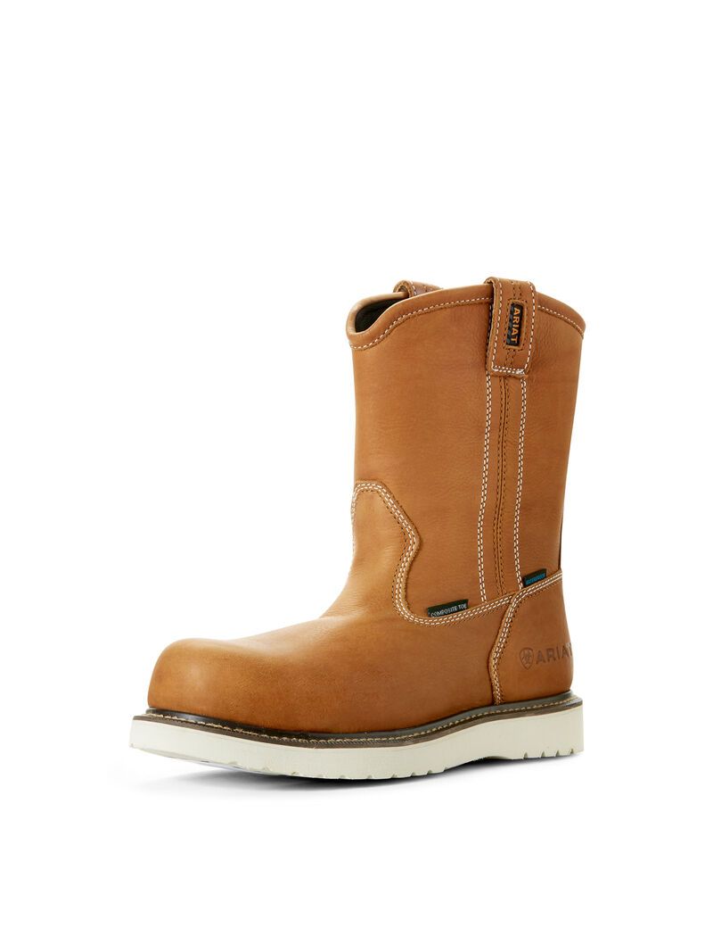 Ariat Rebar Wedge Pull-On Waterproof Composite Toe Work Boot Golden Grizzly | BAHEYC-782