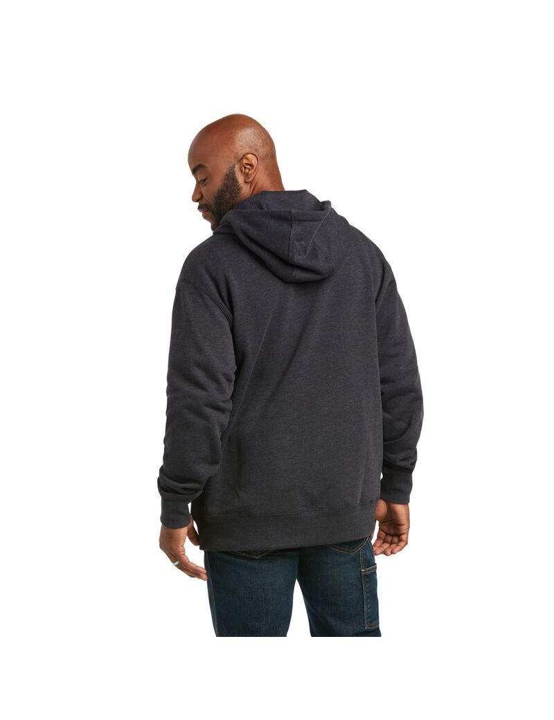 Ariat Rebar Workman 1/4 Zip Hoodie Charcoal | PSLAHU-435