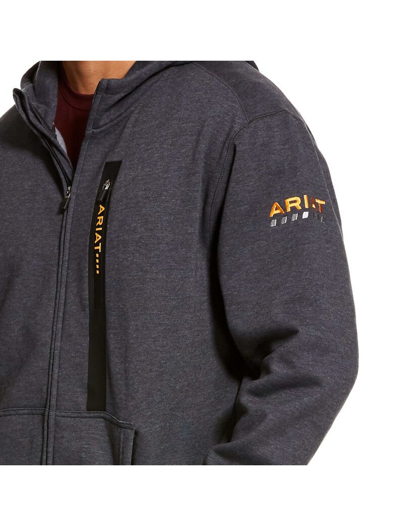 Ariat Rebar Workman Full Zip Hoodie Charcoal Heather | HTMONA-972