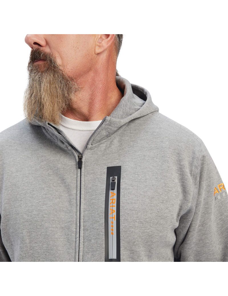 Ariat Rebar Workman Full Zip Hoodie Heather Grey | QMCEUK-081