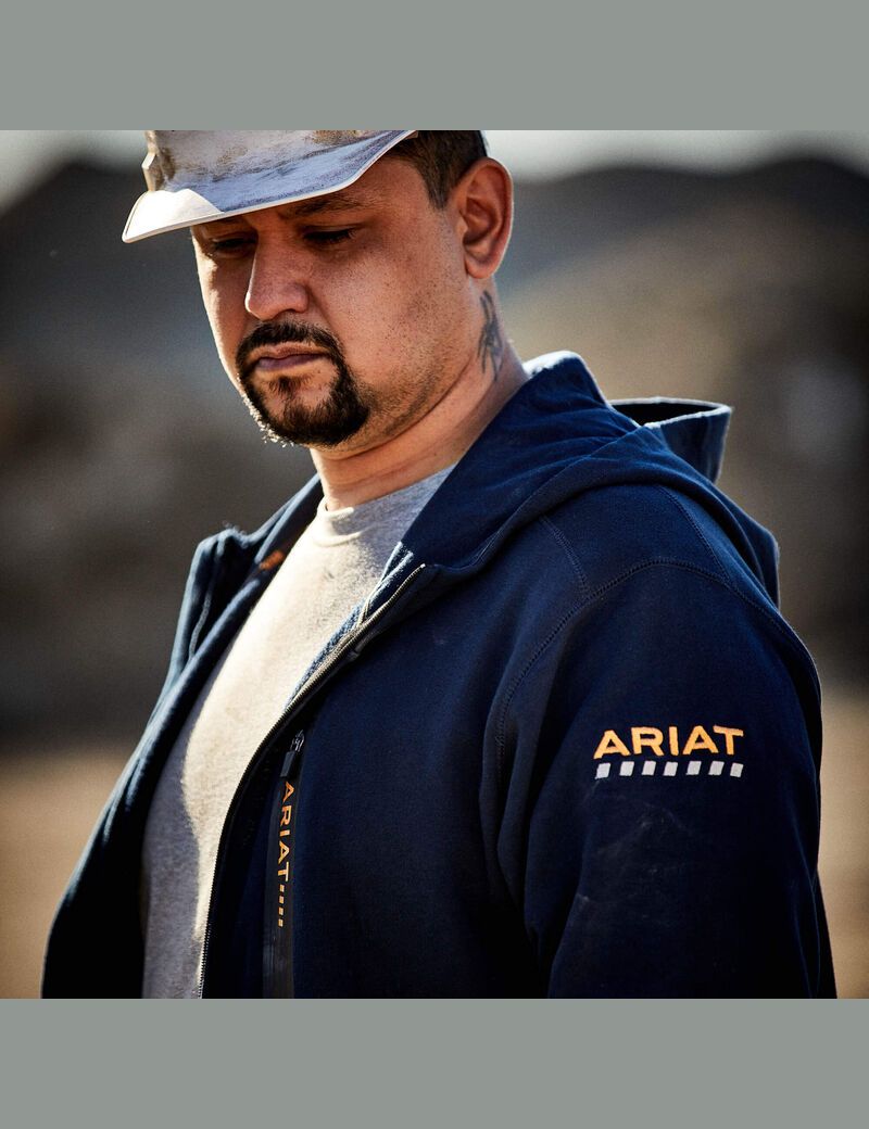 Ariat Rebar Workman Full Zip Hoodie Navy | FRPTDX-264