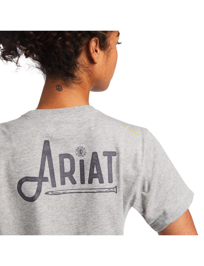 Ariat Rebar Workman Graphic Logo T-Shirt Heather Grey | IFCKAW-831