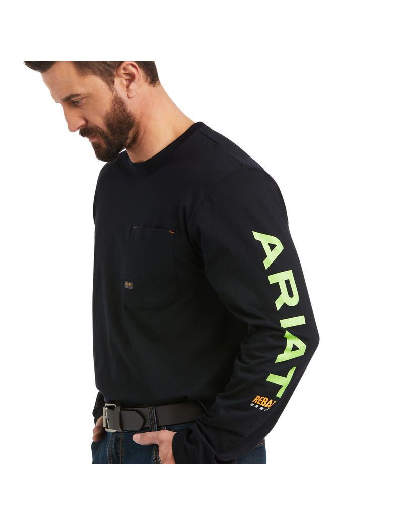 Ariat Rebar Workman Logo Black/Lime | YKZXBP-534