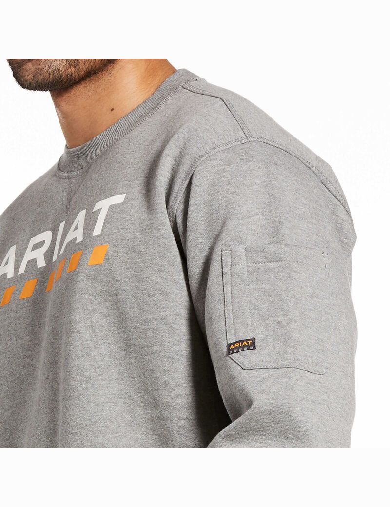 Ariat Rebar Workman Logo Sweatshirt Heather Grey | KWPESC-510