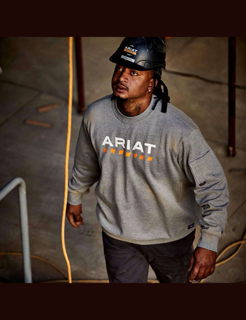 Ariat Rebar Workman Logo Sweatshirt Heather Grey | KWPESC-510