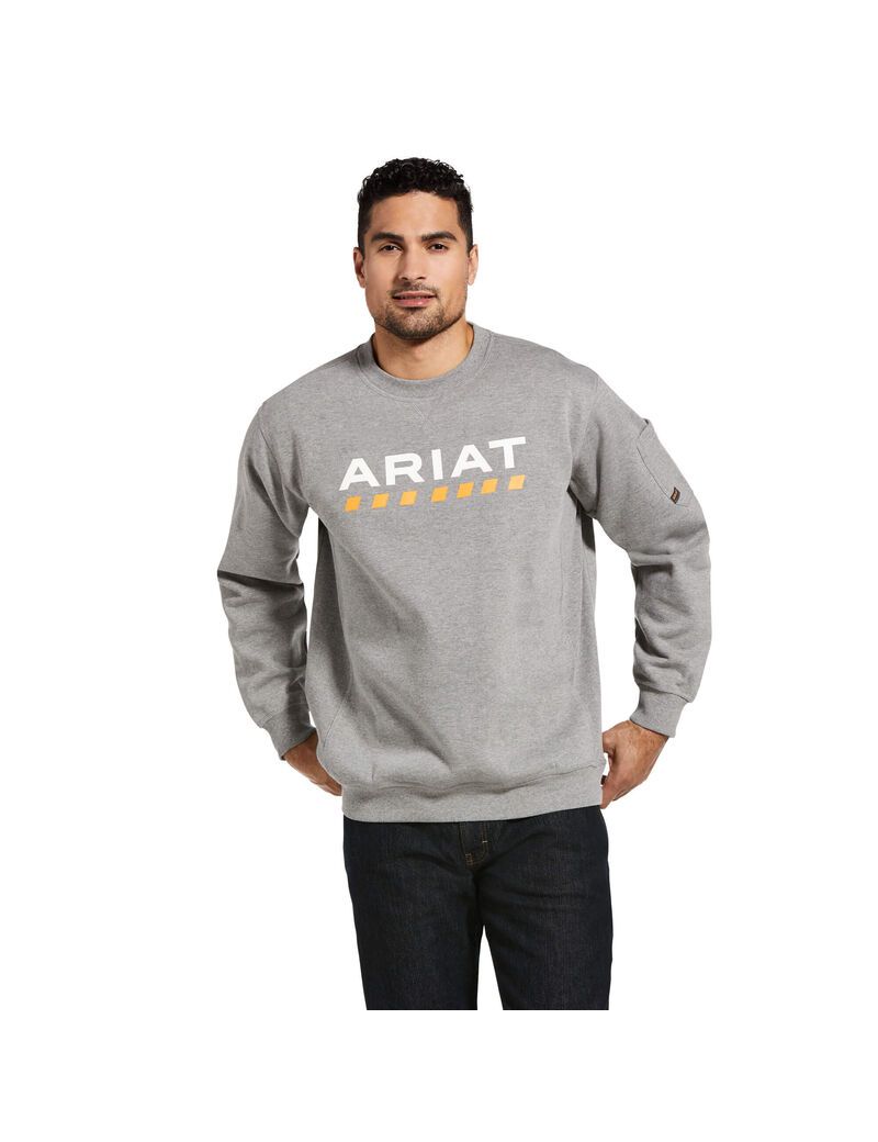 Ariat Rebar Workman Logo Sweatshirt Heather Grey | KWPESC-510