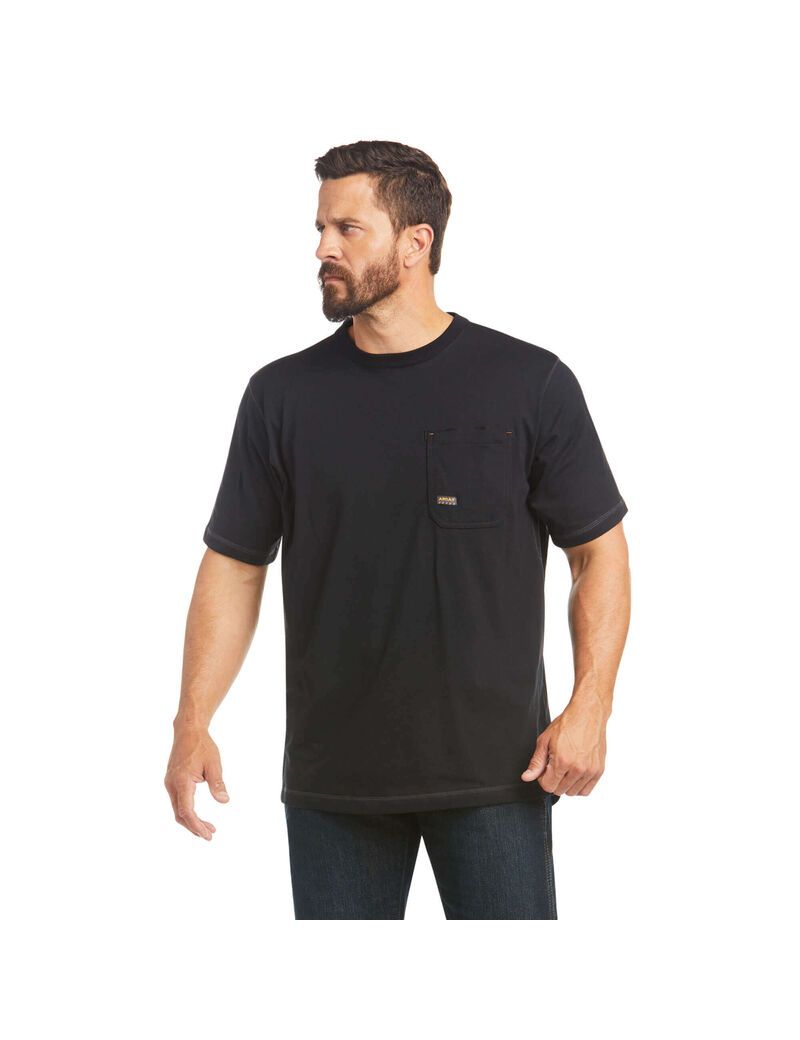 Ariat Rebar Workman Logo T-Shirt Black | XQWCOZ-467