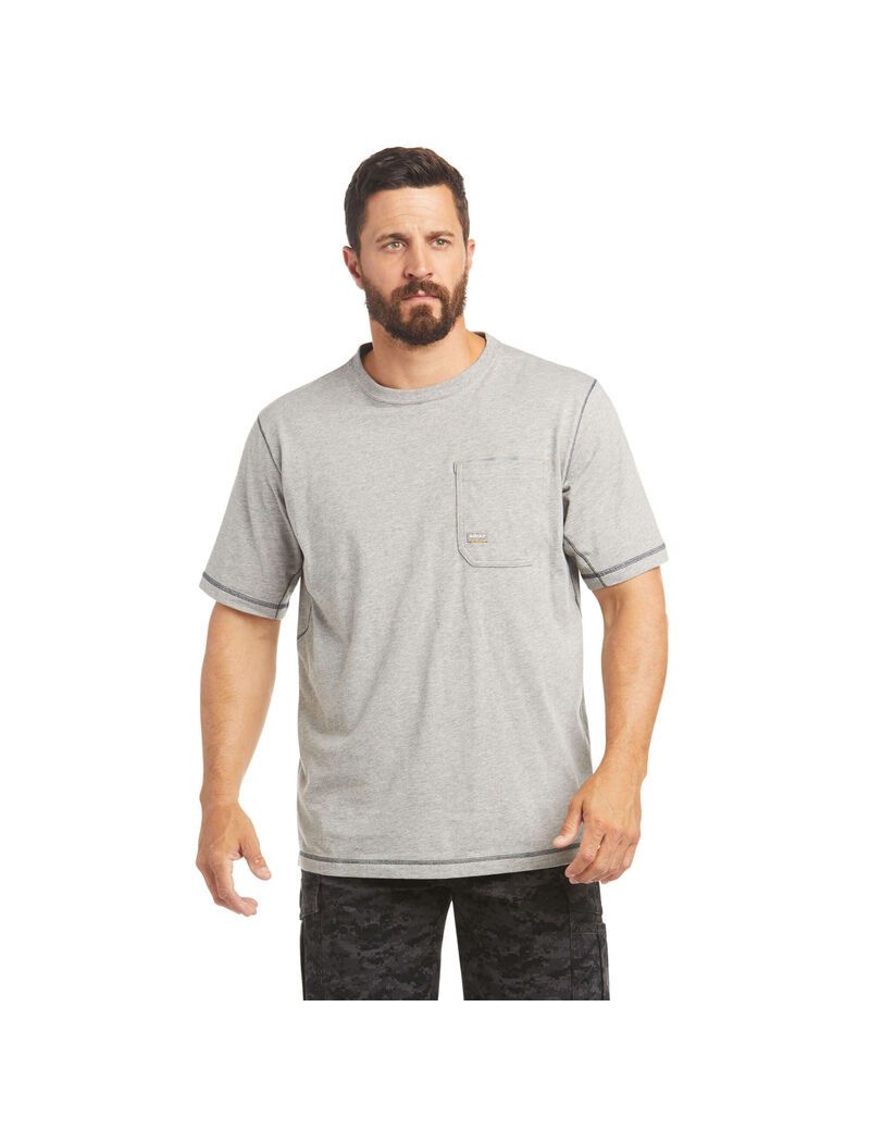 Ariat Rebar Workman Logo T-Shirt Heather Grey | KNOYEM-912