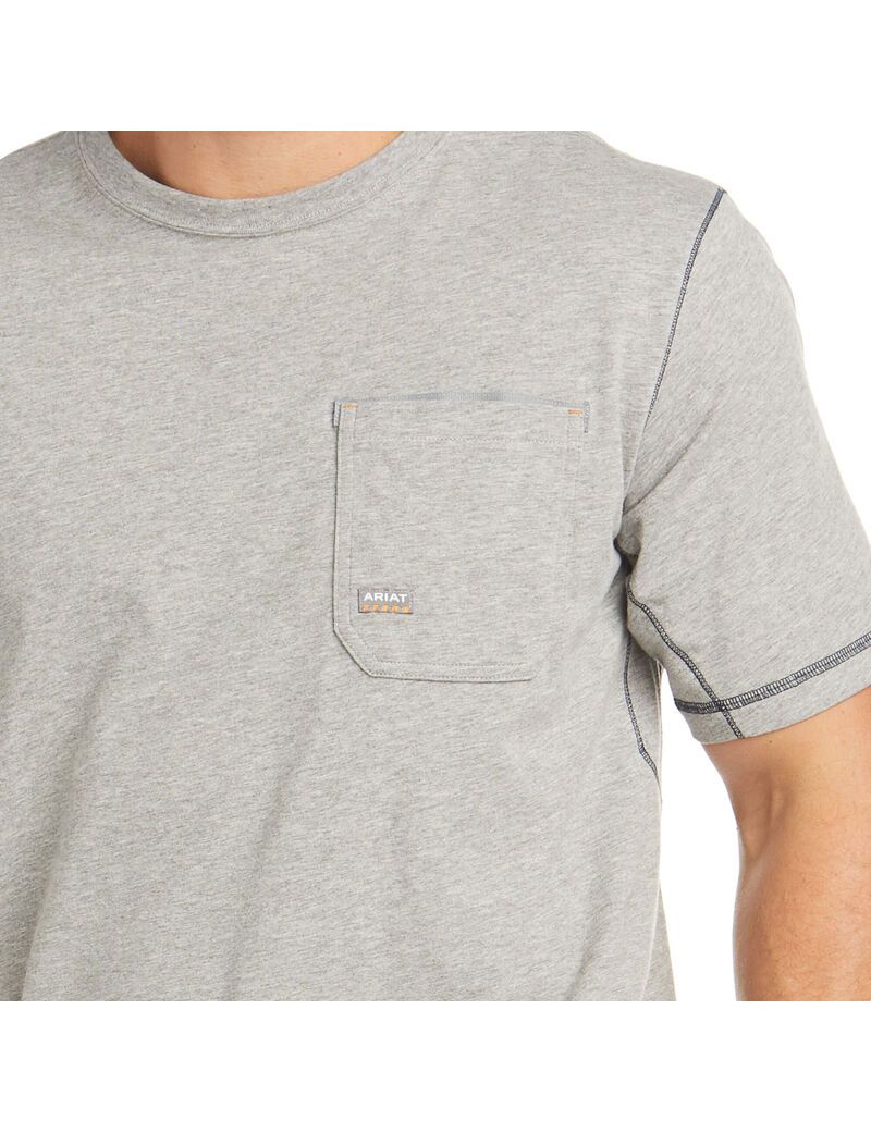 Ariat Rebar Workman Logo T-Shirt Heather Grey | KNOYEM-912