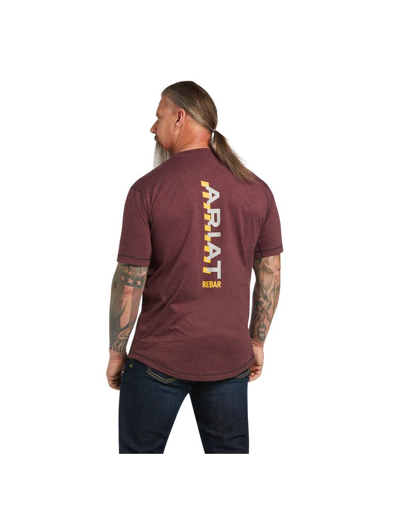 Ariat Rebar Workman Logo T-Shirt Malbec Heather | QJZRKG-897