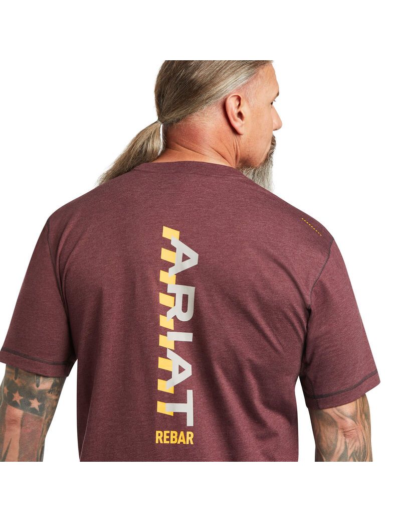 Ariat Rebar Workman Logo T-Shirt Malbec Heather | QJZRKG-897