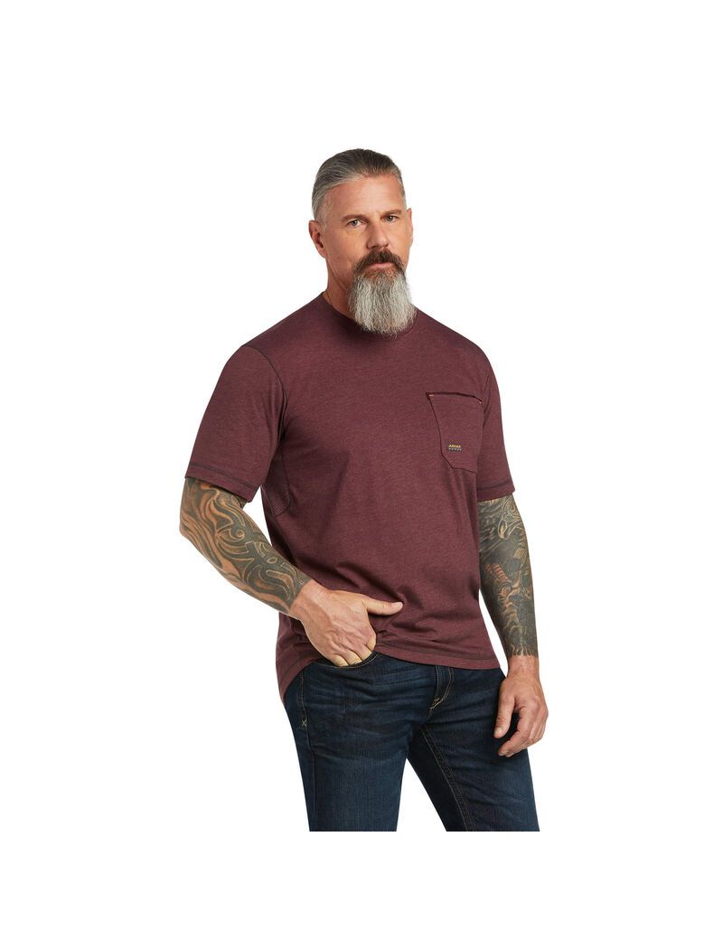 Ariat Rebar Workman Logo T-Shirt Malbec Heather | QJZRKG-897