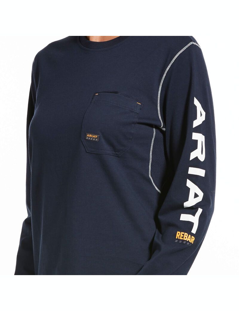 Ariat Rebar Workman Logo T-Shirt Navy | KZEDLP-805