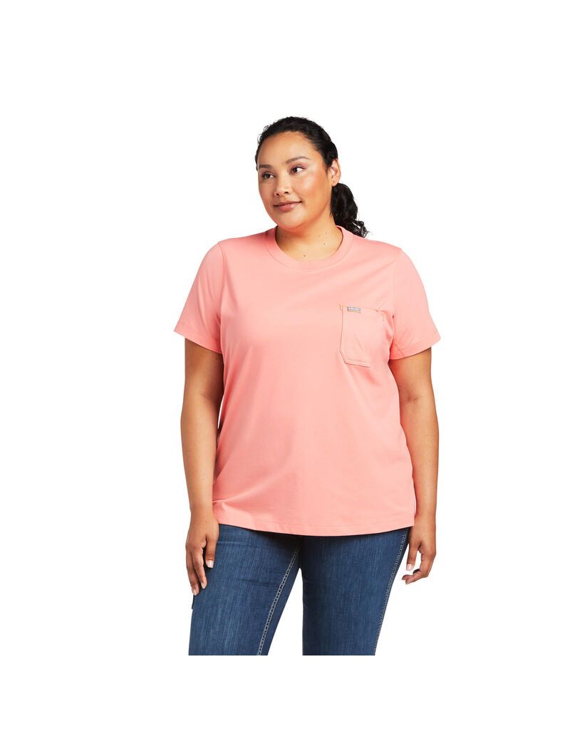 Ariat Rebar Workman Phrase T-Shirt Summer Melon | ZSAOQT-127