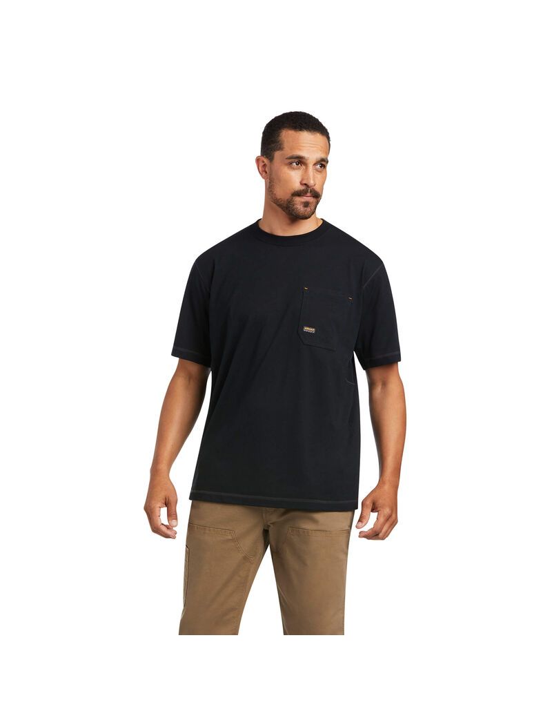 Ariat Rebar Workman Reflective Flag T-Shirt Black | AGSVLC-954