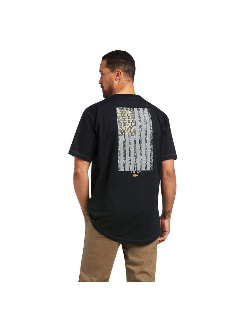 Ariat Rebar Workman Reflective Flag T-Shirt Black | AGSVLC-954