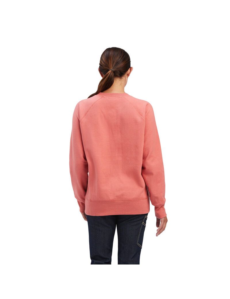 Ariat Rebar Workman Washed Fleece Sweatshirt Faded Rose Heather | PTKCSV-968