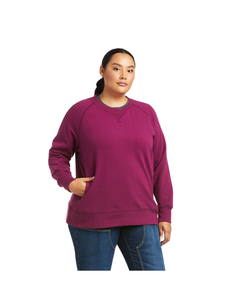 Ariat Rebar Workman Washed Fleece Sweatshirt Purple Potion | WSCLRB-234