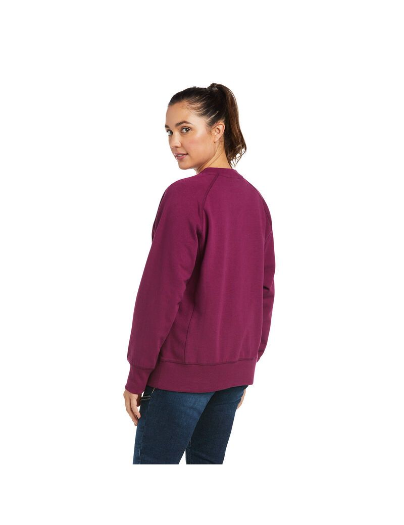 Ariat Rebar Workman Washed Fleece Sweatshirt Purple Potion | WSCLRB-234