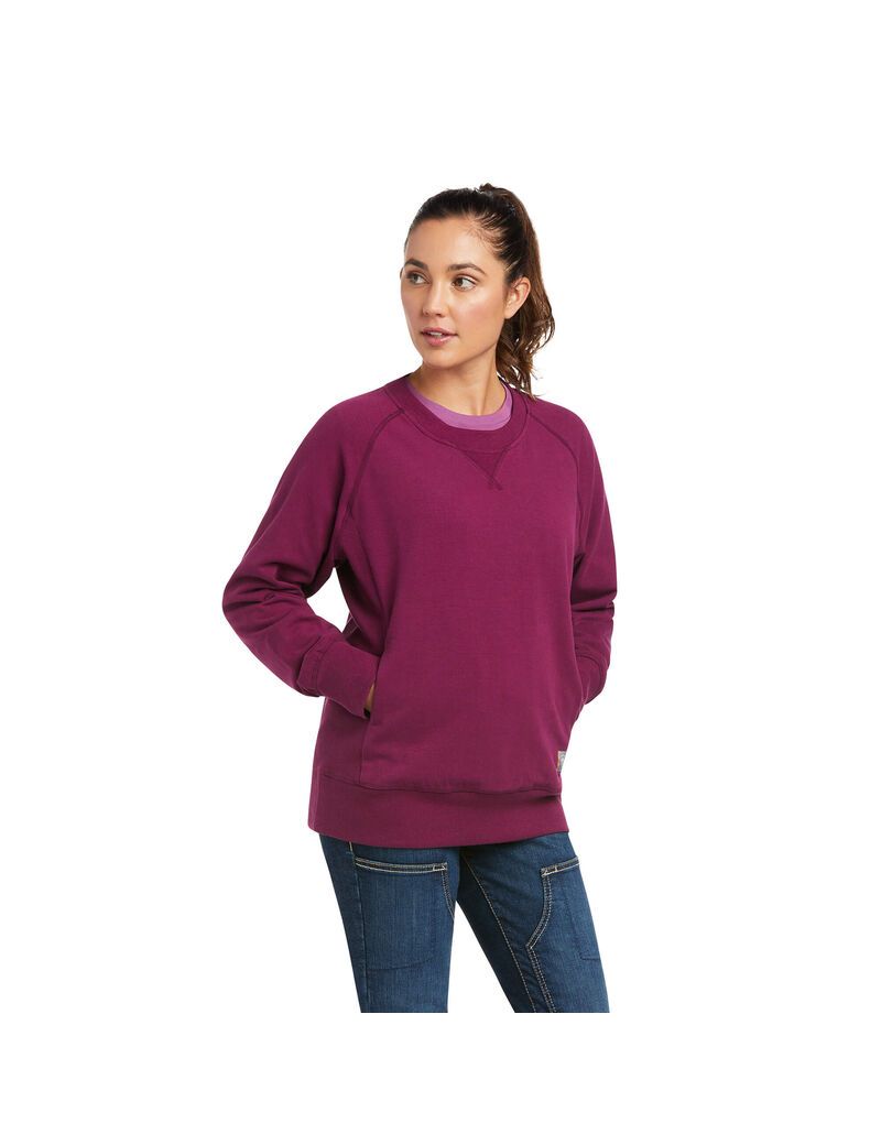 Ariat Rebar Workman Washed Fleece Sweatshirt Purple Potion | WSCLRB-234