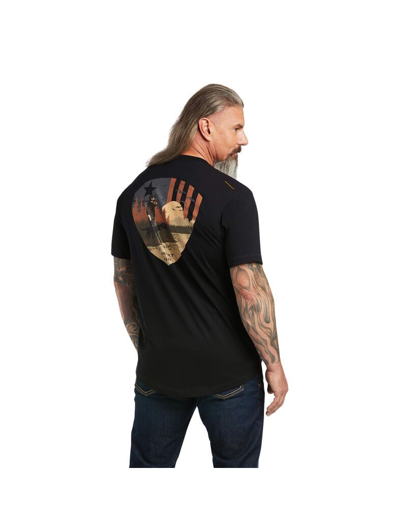 Ariat Rebar Workman Working Dog T-Shirt Black | LVMDCK-137