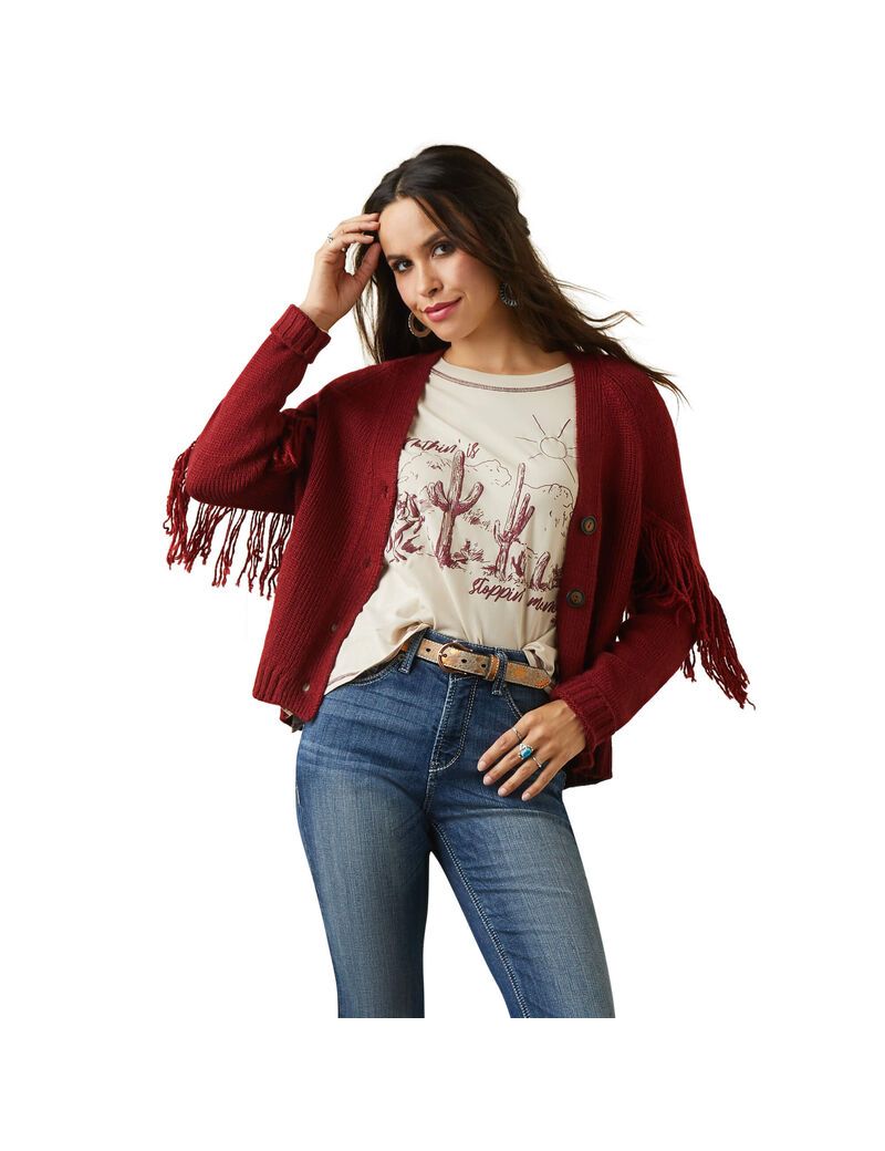 Ariat Red Rock Cardigan Rogue Red | AMGFVU-057