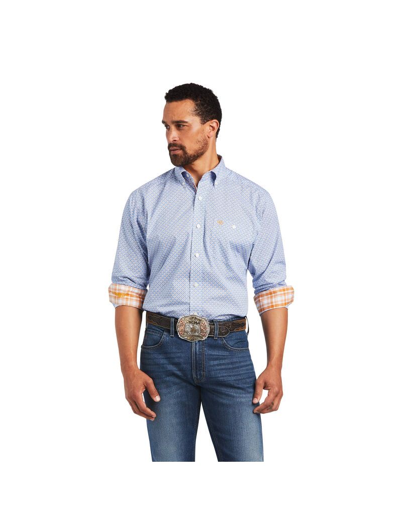 Ariat Relentless Alacrity Stretch Classic Fit Shirt Dutch Blue | WFRENC-103