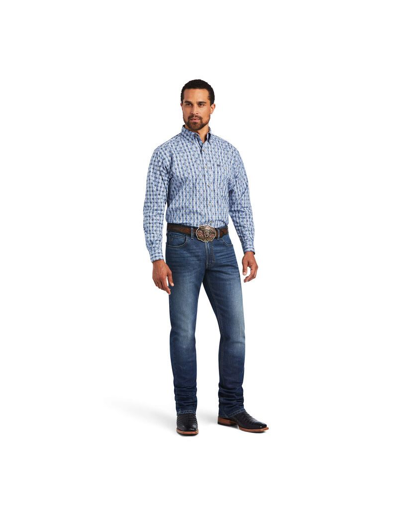 Ariat Relentless Concrete Stretch Classic Fit Shirt Dutch Blue | GISDYL-341