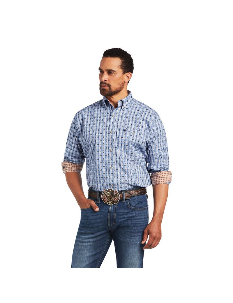 Ariat Relentless Concrete Stretch Classic Fit Shirt Dutch Blue | GISDYL-341