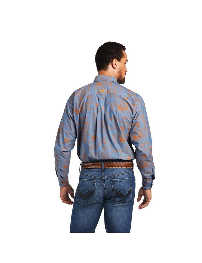 Ariat Relentless Cordage Stretch Classic Fit Shirt Bakelite Blue | ZGOWNS-462