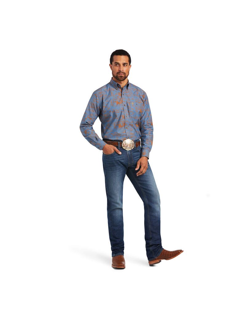 Ariat Relentless Cordage Stretch Classic Fit Shirt Bakelite Blue | ZGOWNS-462