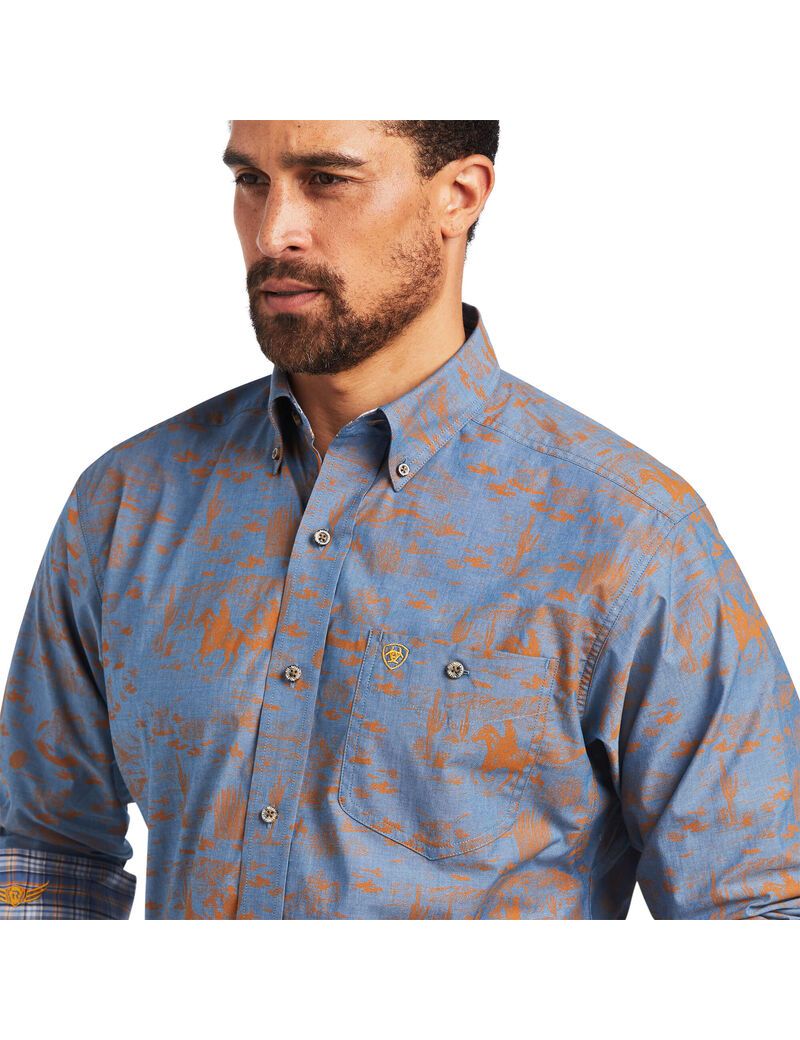 Ariat Relentless Cordage Stretch Classic Fit Shirt Bakelite Blue | ZGOWNS-462