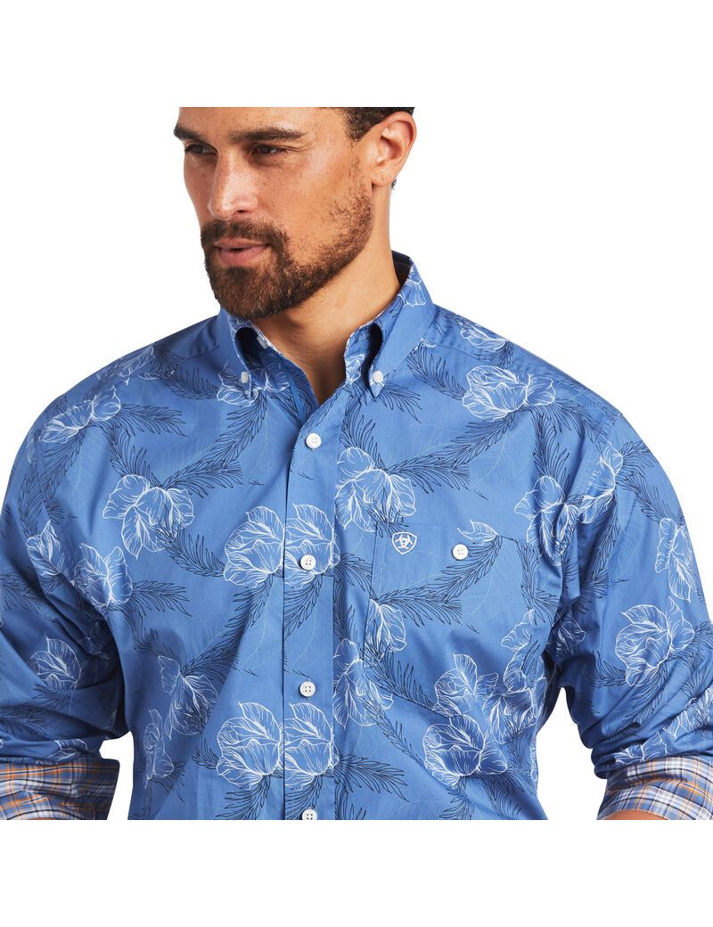 Ariat Relentless Headway Stretch Classic Fit Shirt Dutch Blue | AXTECD-570