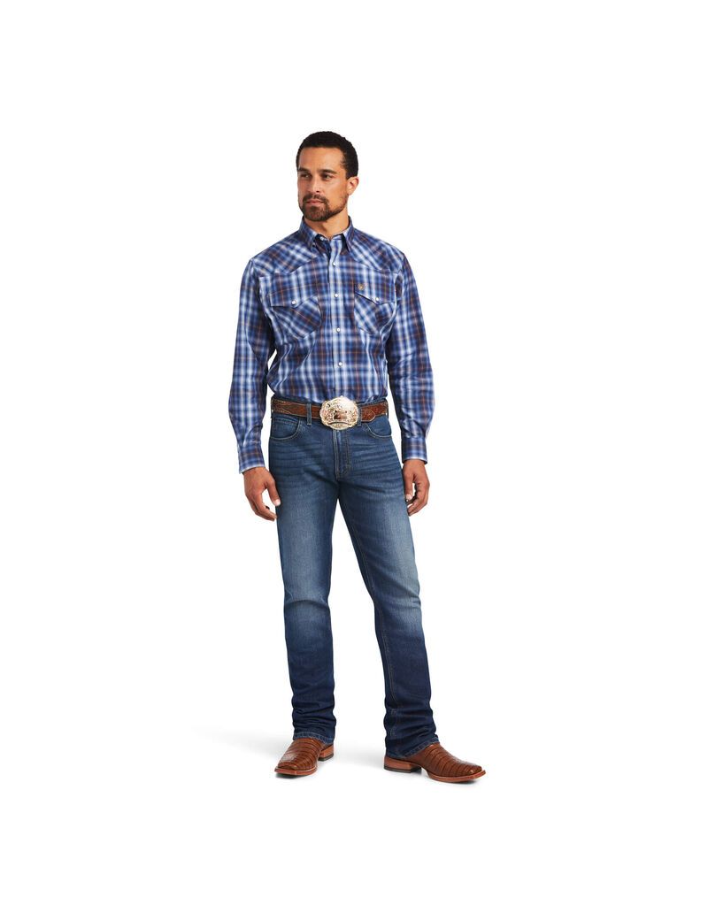 Ariat Relentless Inexorable Stretch Classic Fit Snap Shirt Blue Frond | KBIPEM-046