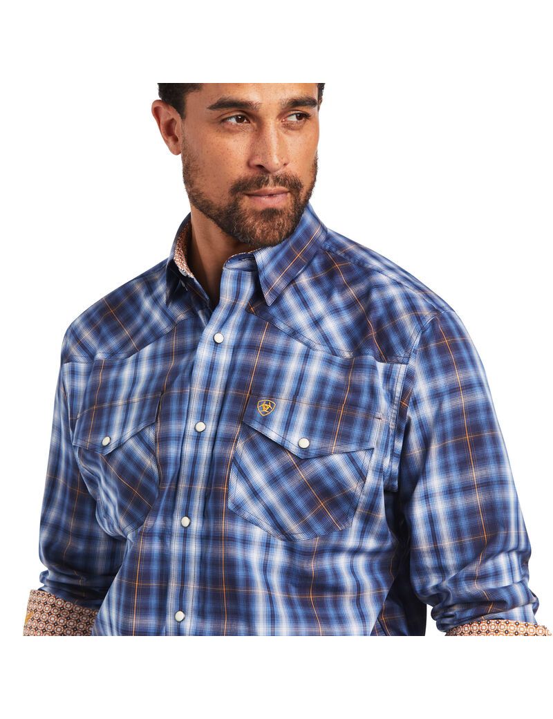 Ariat Relentless Inexorable Stretch Classic Fit Snap Shirt Blue Frond | KBIPEM-046