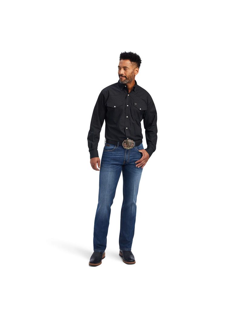 Ariat Relentless Resilient Stretch Classic Fit Snap Shirt Black | TMLIRB-521