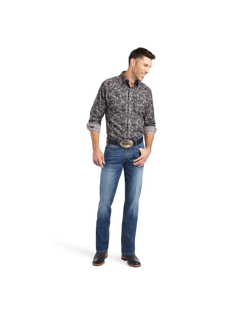 Ariat Relentless Sprightly Stretch Classic Fit Snap Shirt Black Chambray | NMBEVL-298