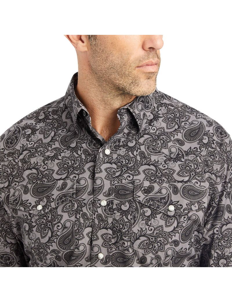 Ariat Relentless Sprightly Stretch Classic Fit Snap Shirt Black Chambray | NMBEVL-298