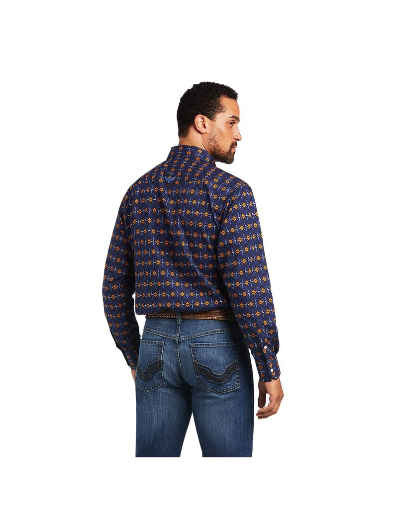 Ariat Relentless Steeled Stretch Classic Fit Snap Shirt Peacoat | CYBGLR-413