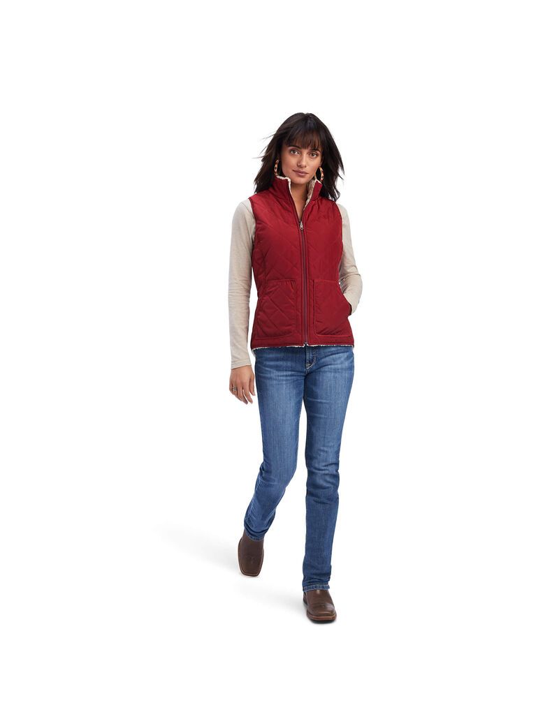 Ariat Reversible Dilon Reversible Insulated Vest Rouge Red | VFIRAJ-518