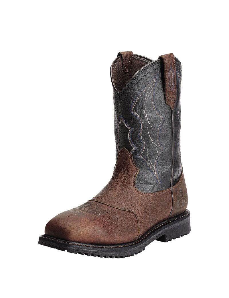 Ariat RigTek Wide Square Toe Waterproof Composite Toe Work Boot Oiled Brown | YWFPKV-517