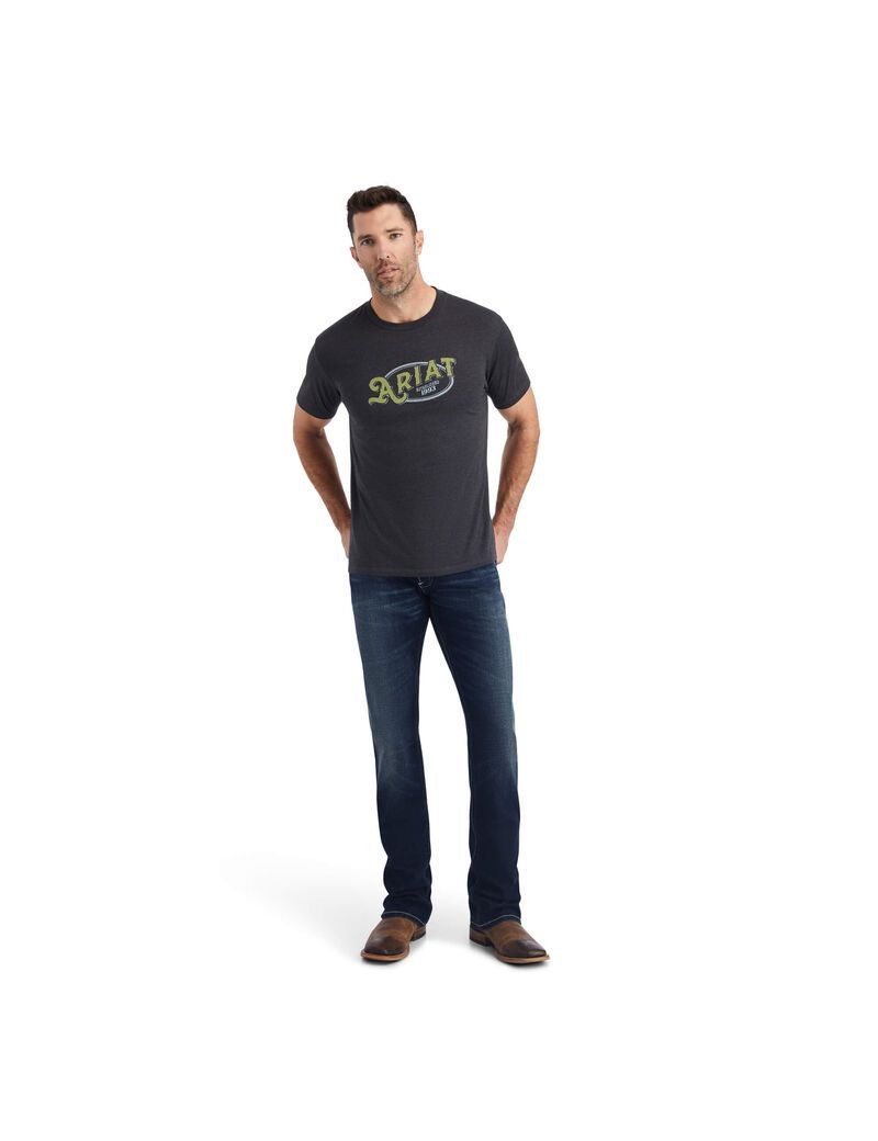 Ariat Rope Oval T-Shirt Charcoal Heather | ACXHNU-196