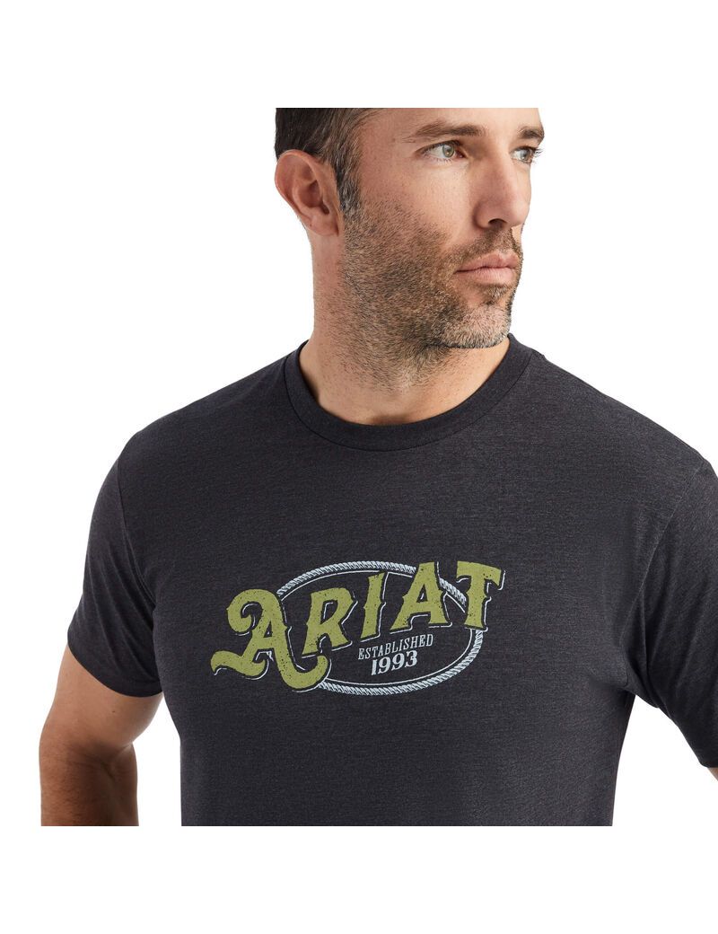 Ariat Rope Oval T-Shirt Charcoal Heather | ACXHNU-196