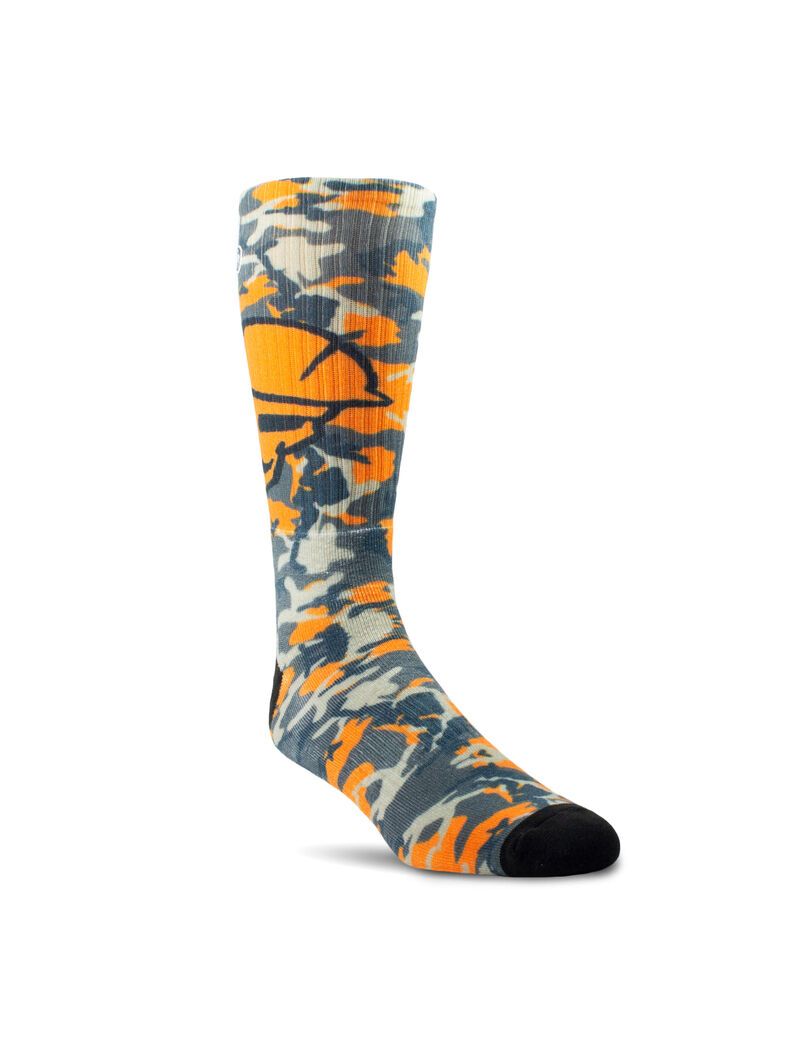 Ariat Roughneck Graphic Crew Work Sock 2 Pair Multi Color Pack Orange | LMZRPF-012