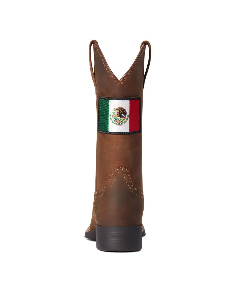 Ariat Round Up Orgullo Mexicano Western Boot Distressed Brown | CFHRUB-374