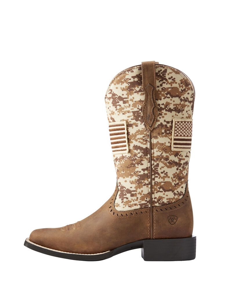 Ariat Round Up Patriot Western Boot Distressed Brown | NXZCOH-148