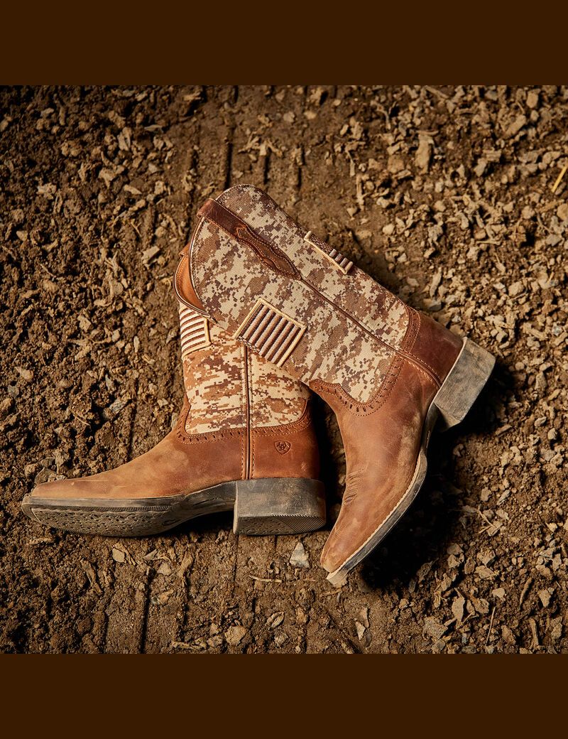 Ariat Round Up Patriot Western Boot Distressed Brown | NXZCOH-148