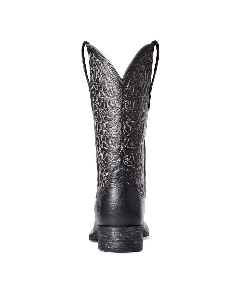 Ariat Round Up Remuda Western Boot Black Deertan | MZIDNP-041