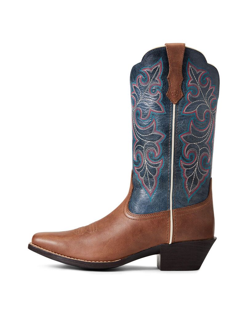 Ariat Round Up Square Toe Western Boot Storming Brown | GXDVBF-374